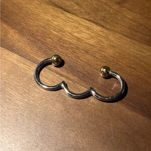 Silver and Gold Double Ball Ring